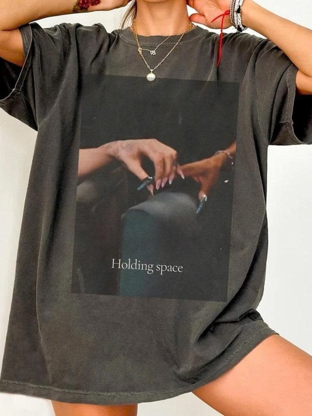 Holding Space Graphic Tee - Charcoal